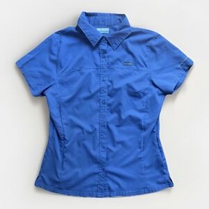 Columbia Omni-Shade Women's Blue Hiking Fishing Button Up Shirt Size M